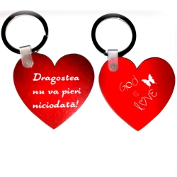Breloc inima lemn, God is love